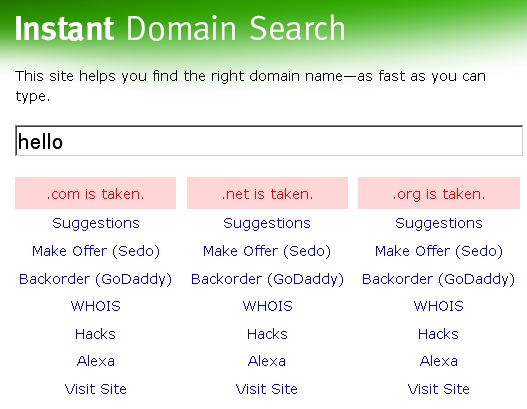 Instant Domain Search