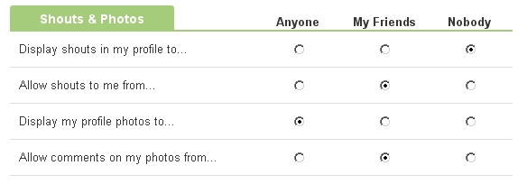 Digg Shout Preferences