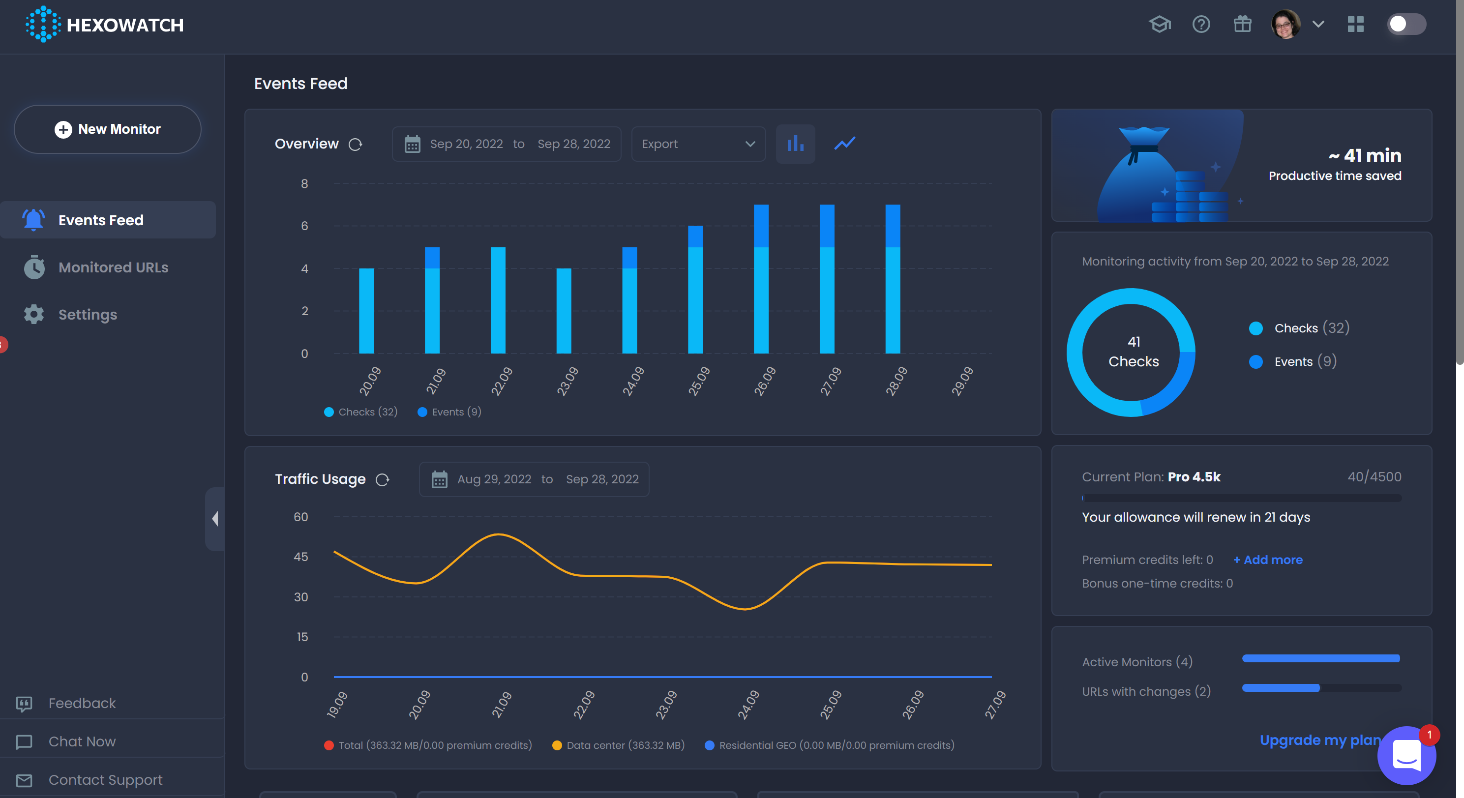 Hexowatch events feed