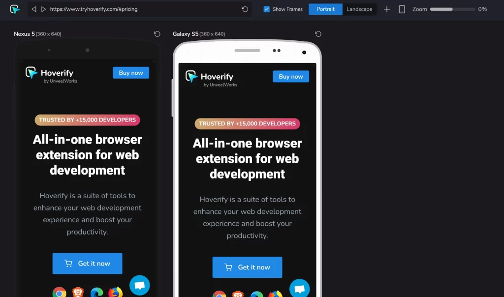 Hoverify Responsive View